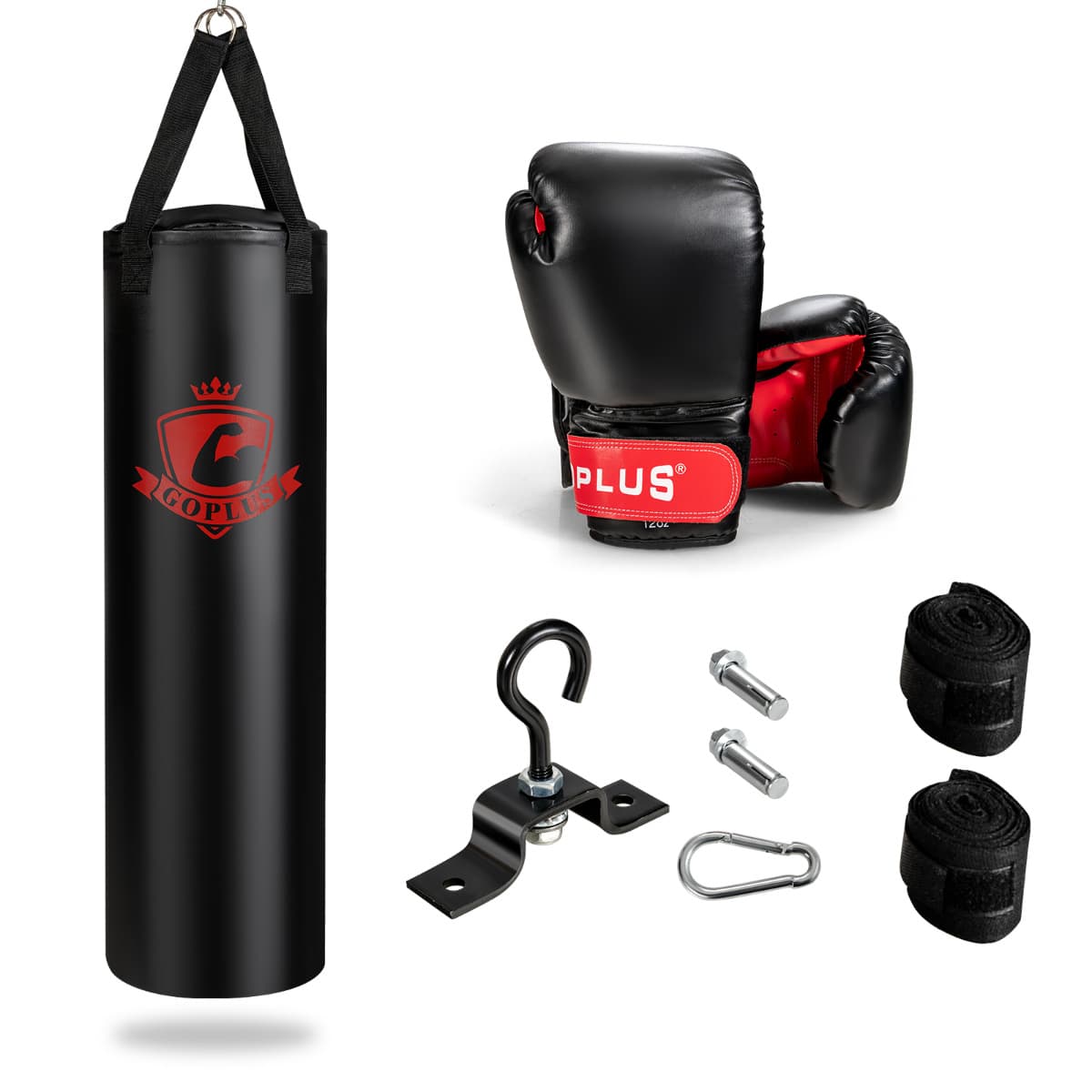 CostwaySac de Frappe Lourd 100x30cm 28,5 kg Sac de Boxe Suspendus pour Adulte avec Gants de Boxes Suspension Support