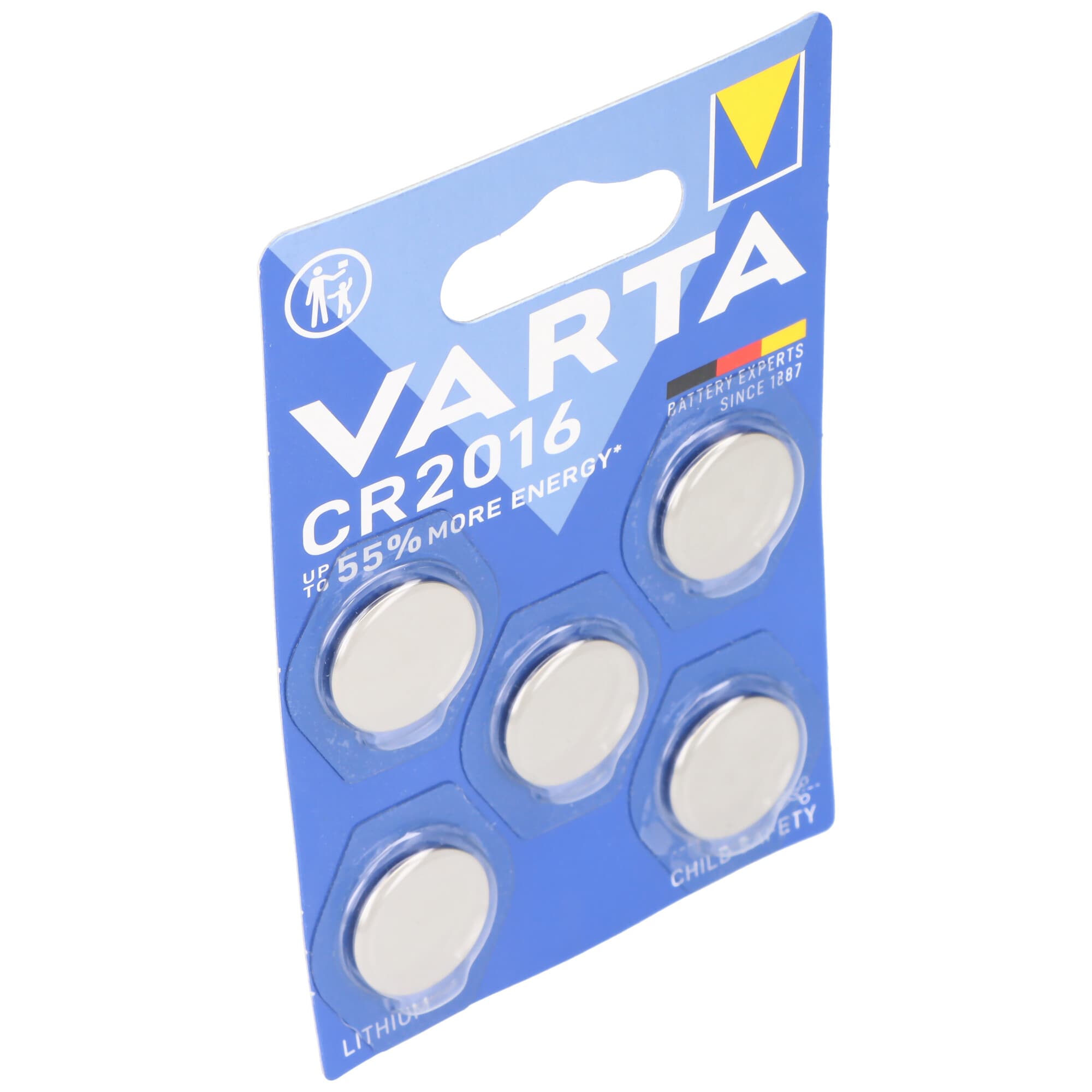 Batterie au lithium Varta, pile bouton, CR2016, électronique 3V, blister de vente au détail (paquet de 5)