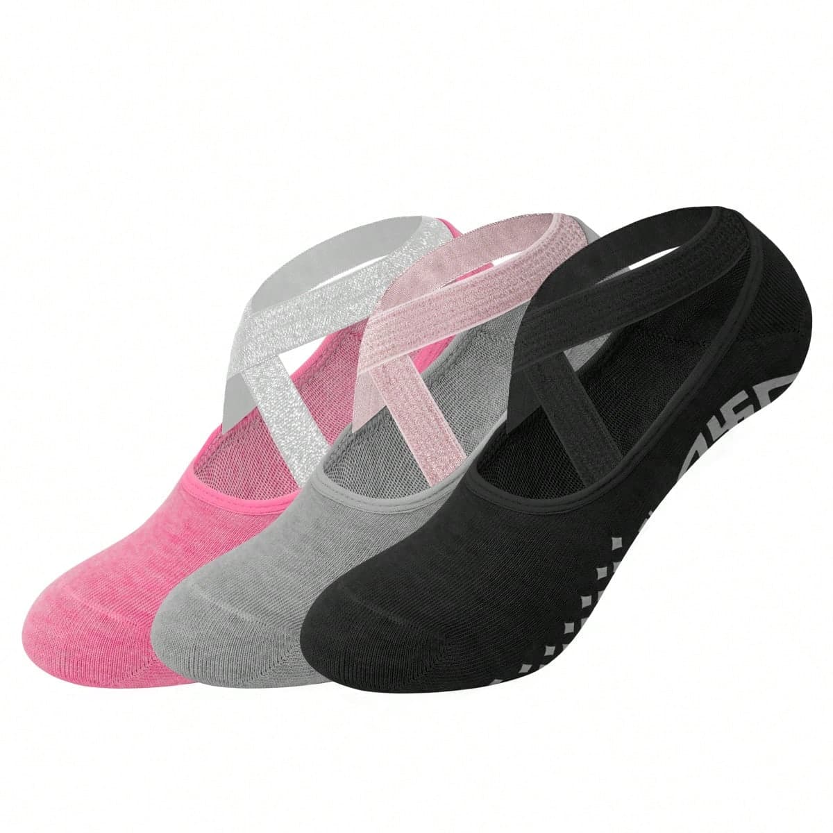 3 Paires de Chaussettes de Yoga à Sangle Croisée Pour Femme Avec Conception Antidérapante Pour Maison, Hôpital, Maternité, Fitness, Pilates
